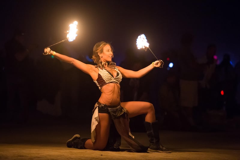 Fire Dancer Performing with Flames